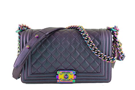 NWT 16C Chanel Iridescent Purple Le Boy Classic Flap, Medium 